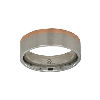 7mm cobalt flat satin finish w/14k rose gold edge sz 10