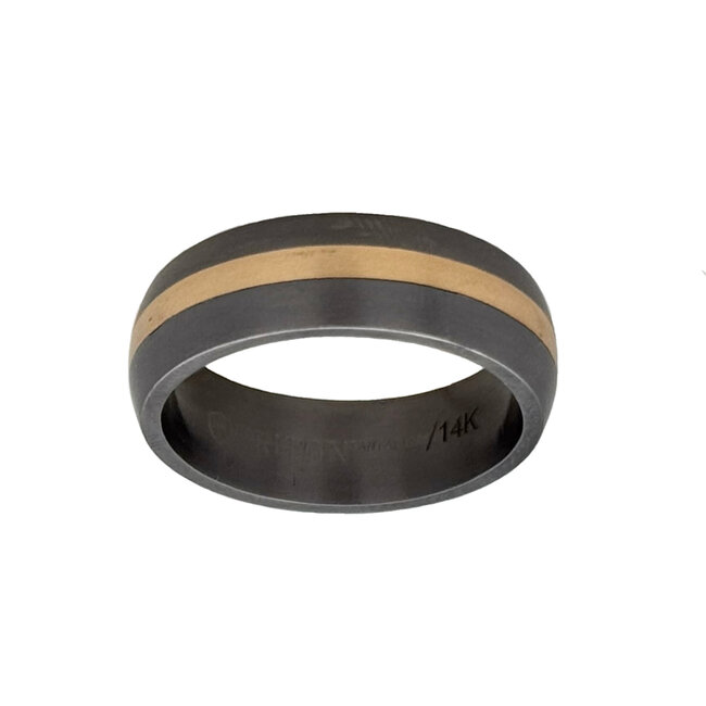 Tantalum 14k yellow gold inlay band size 10