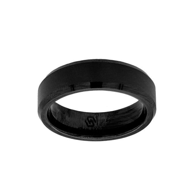 6mm black ceramic bevel satin finish center & high polish edges sz 8