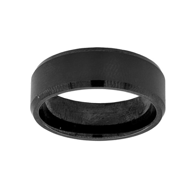 8mm black ceramic bevel satin finish center & high polish edges sz 12