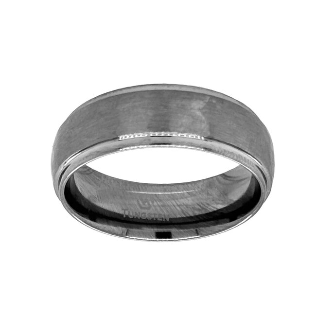 8mm tungsten dome step edge hammer finish sz 12