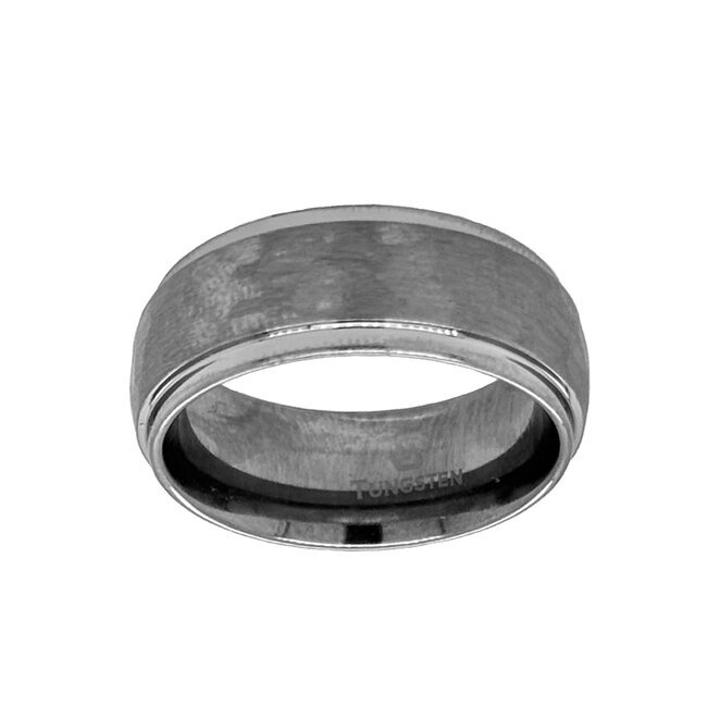8mm tungsten dome step edge hammer finish sz 8