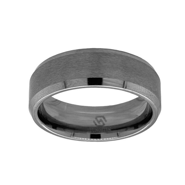 8mm tungsten bevel satin finish center & high polish edges sz 12