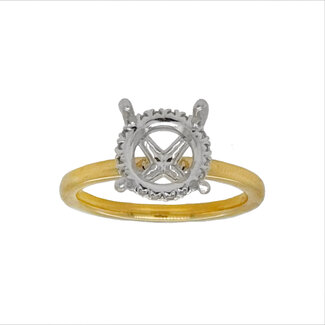 LAB GROWN Diamond (1/8 ctw) setting w/o 3ct round ctr 14k yellow gold