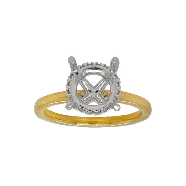 LAB GROWN Diamond (1/8 ctw) setting w/o 3ct round ctr 14k yellow gold
