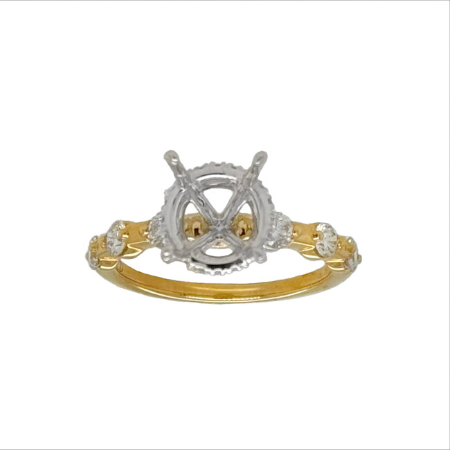 LAB GROWN Diamond (5/8 ctw) setting w/o 3ct round ctr 14k yellow gold
