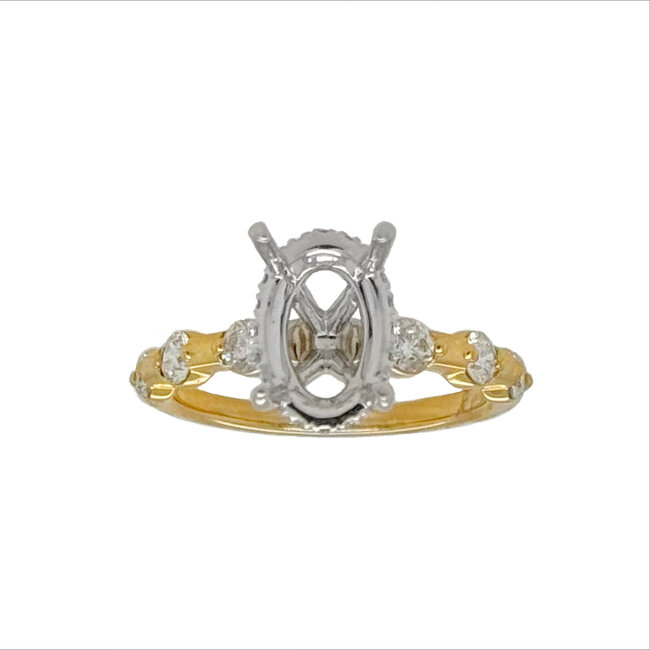 LAB GROWN Diamond (5/8 ctw) setting w/o 3ct oval ctr 14k yellow gold