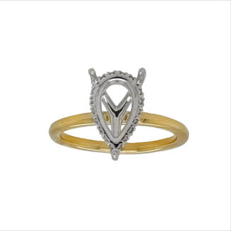 LAB GROWN Diamond (1/8 ctw) setting w/o 3ct pear ctr 14k yellow gold