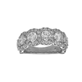 LAB GROWN Diamond (3.0 ctw) 7 stone halo band 14k white gold 6.2 gr