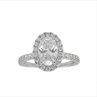 Lab-Created 1 Ctw. Diamond Engagement Ring with a 3/4 Ct. Oval Center in 14K Gold