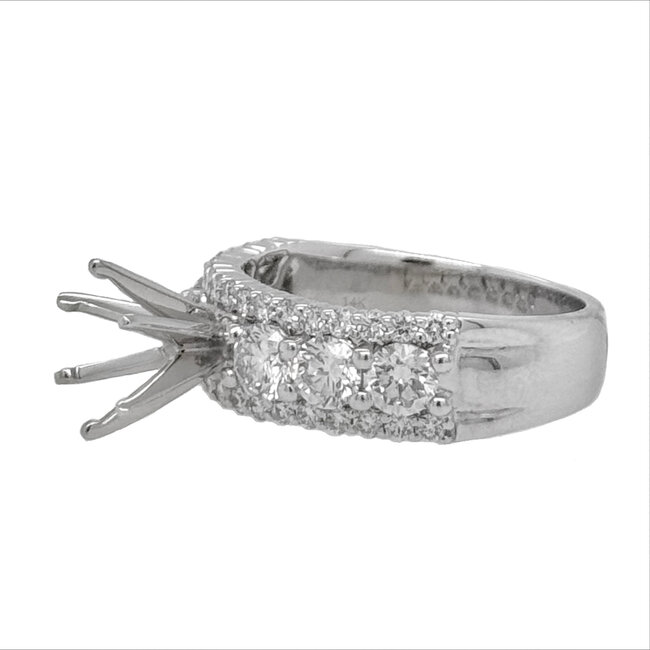 Diamond (1.55ctw) 3 row bridal setting,14k white gold 6.1 gr