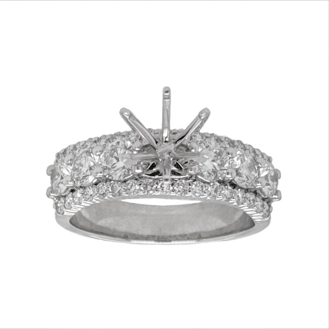Diamond (1.55ctw) 3 row bridal setting,14k white gold 6.1 gr