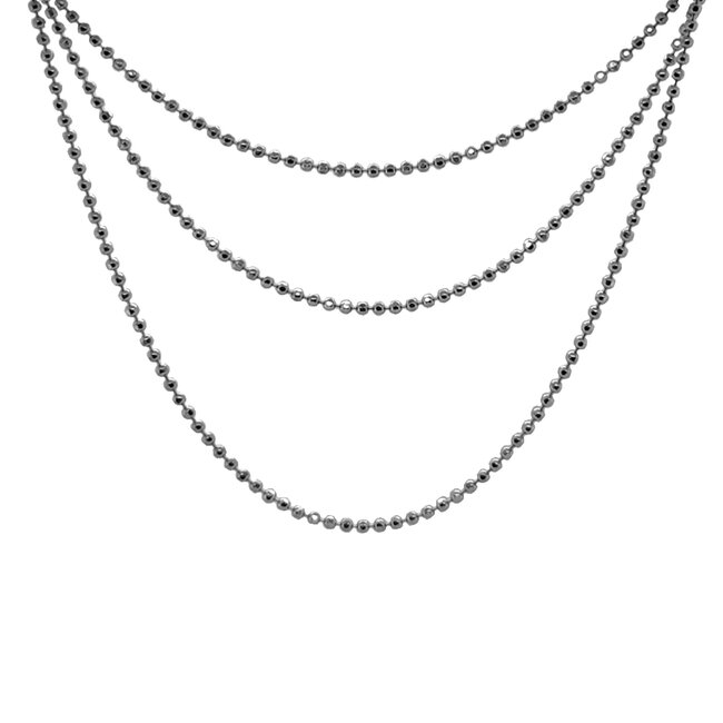 Adjustable bead diamond-cut chain, sterling silver, 22"