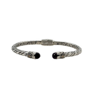 Amethyst thin twist bali bangle sterling silver/18k yellow gold vermeil
