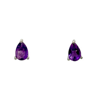 Amethyst (0.75 ctw) 6x4mm pear shape stud earrings sterling silver