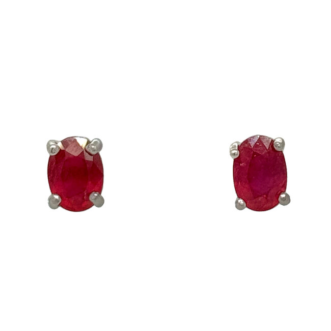 Ruby (2.0 ctw) 7x5 oval stud earrings sterling silver