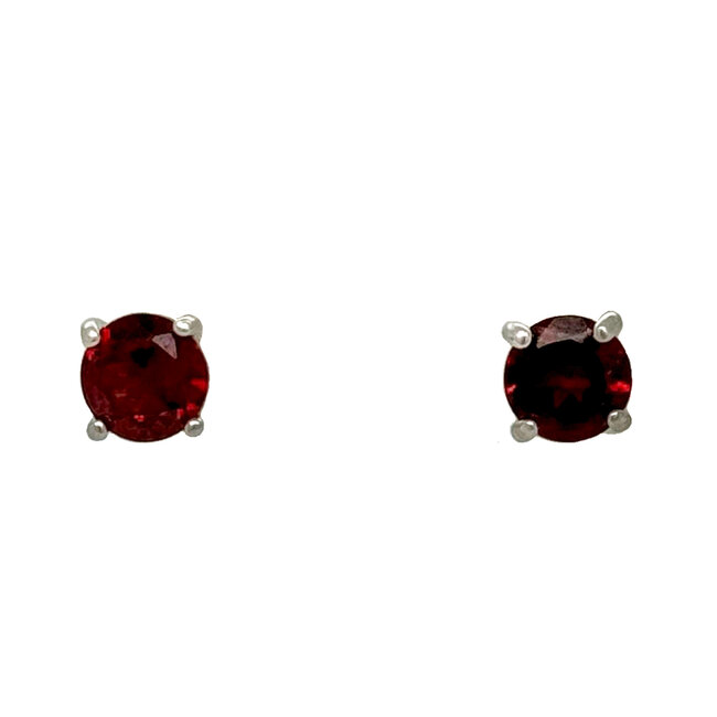 Garnet (1.0 ctw) 5mm round stud earrings sterling silver