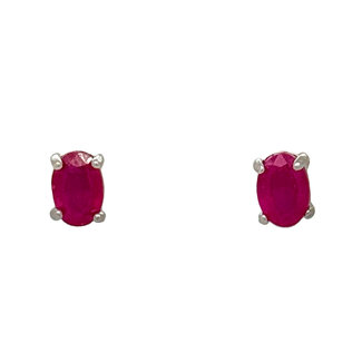 Ruby (1.0 ctw) 6x4 oval stud earrings sterling silver