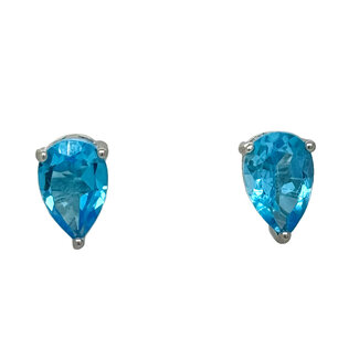 Blue Topaz (2.5 ctw) 9x6 pear stud earrings sterling silver
