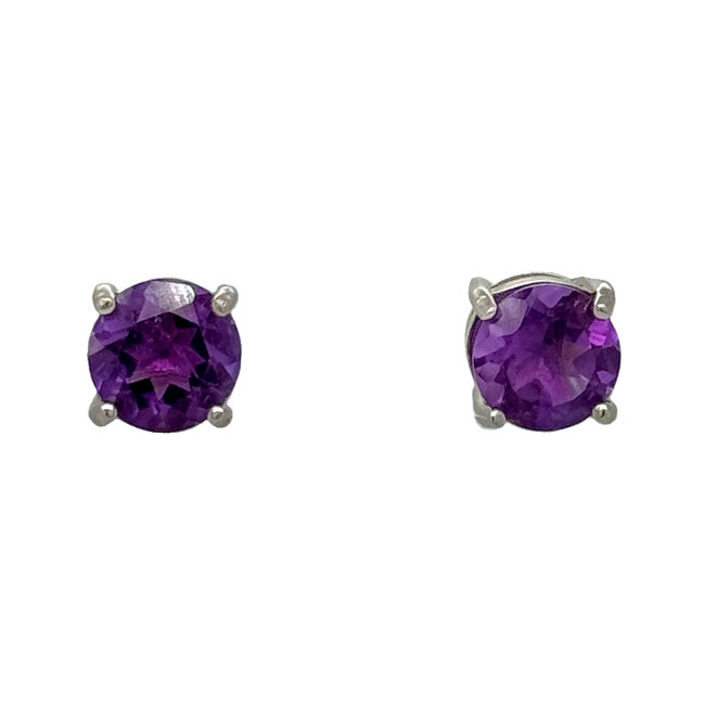 Amethyst (2.0 ctw) 7mm round stud earrings sterling silver