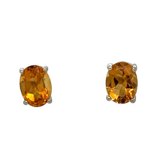 Citrine (2.5 ctw) 8x6mm oval stud earrings sterling silver