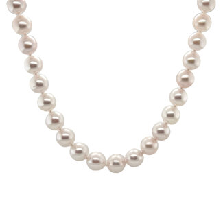 8.5-9mm White freshwater cultured pearl strand 14k yellow gold clasp