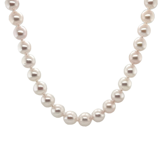 8.5-9mm White freshwater cultured pearl strand 14k yellow gold clasp