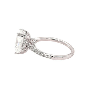LAB GROWN Diamond (0.50 ctw) setting w/ CZ center 14k white gold 4.4 gr