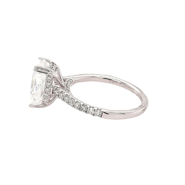 LAB GROWN Diamond (0.50 ctw) setting w/ CZ center 14k white gold 4.4 gr