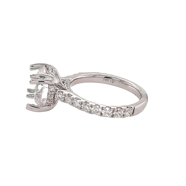 LAB GROWN Diamond (1.0 ctw) w/CZ center dual prong hidden halo ring 14k white gold 6.4 gr