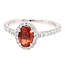 Orange Sapphire (0.87 ct) & diamond (0.25 ctw) oval halo ring 14k white gold 2.8 gr
