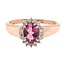Pink Sapphire (0.95 ct) & diamond (0.18 ctw) oval halo ring 14k yellow gold 2.5 gr