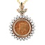 1851 one dollar gold coin w/diamond (0.75 ctw) bezel 13mm  1.7 gr