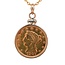 1907 2.5 dollar gold coin pendant 17.75 mm 4.2 gr