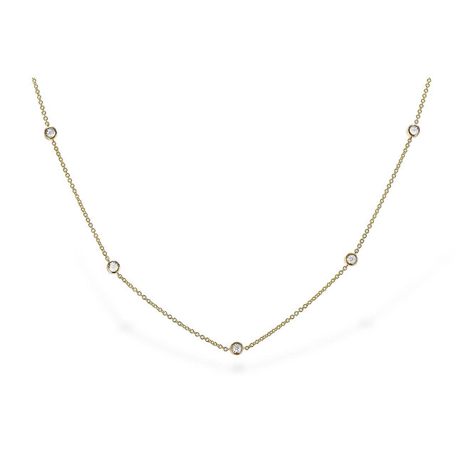Diamond (0.75 ctw) by the yard necklace 14k yellow gold 2.6 gr