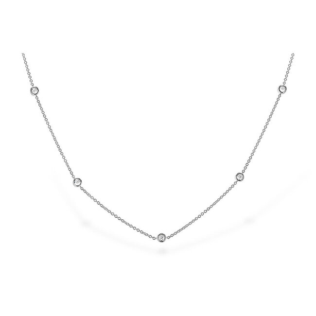 Diamond (0.50 ctw) by the yard necklace 14k white gold 2.3 gr