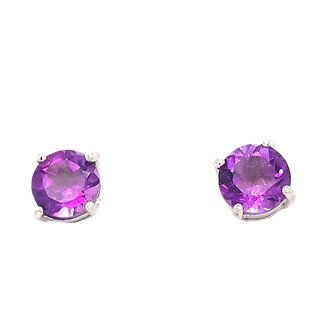 Amethyst (1.0 ctw) 5mm round stud earrings sterling silver