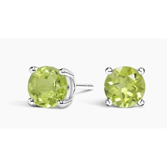 Peridot (1.0 ctw) 5mm round stud earrings sterling silver