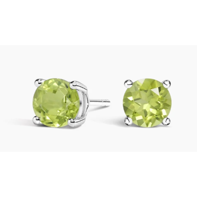 Peridot (1.0 ctw) 5mm round stud earrings sterling silver
