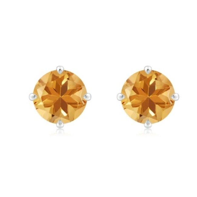 Citrine (1.0 ctw) 5mm round stud earrings sterling silver