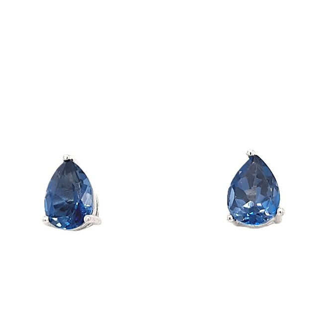 London Blue Topaz (1.5 ctw) 7x5 pear stud earrings sterling silver