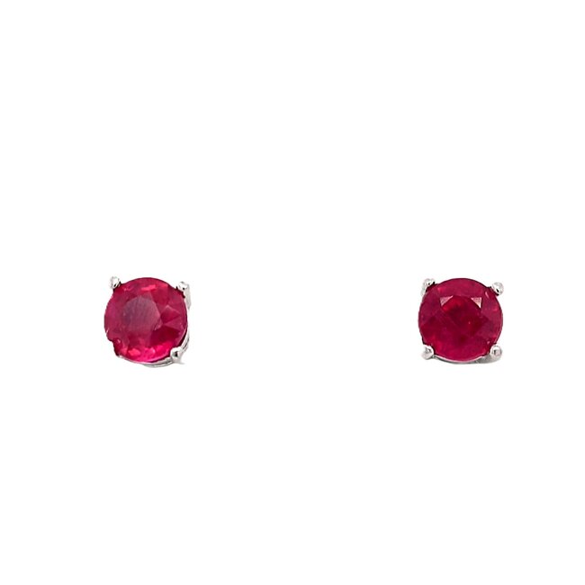 Ruby (1.25 ctw) 5mm round stud earrings sterling silver