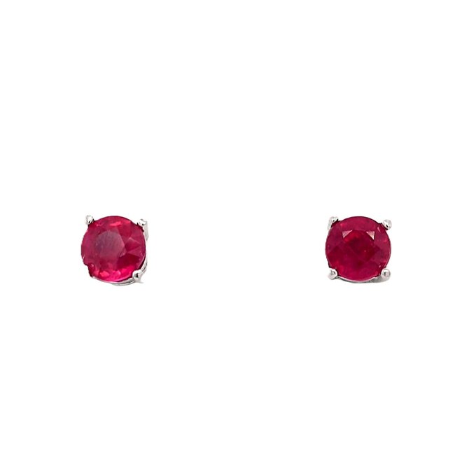 Ruby (1.25 ctw) 5mm round stud earrings sterling silver