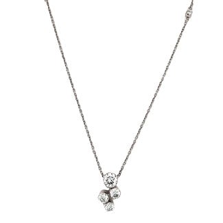 LAB GROWN diamond (0.75 ctw) bezel cluster necklace 14k white gold 3.5 gr