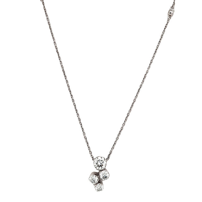 LAB GROWN diamond (0.75 ctw) bezel cluster necklace 14k white gold 3.5 gr
