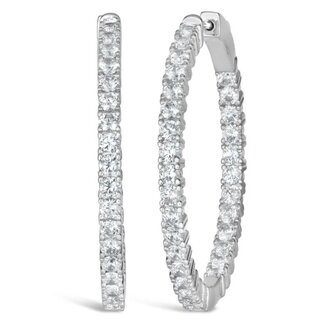 Sterling silver CZ hoop earrings, large