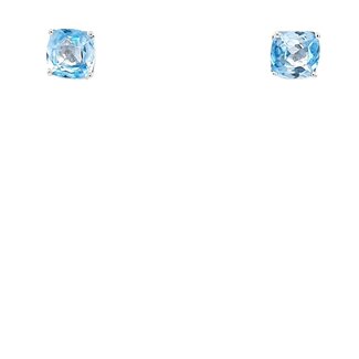Blue zircon (2.67 ctw) 6x6 square stud earrings 14k white gold