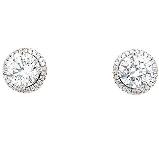 Swarovski halo 5mm stud earrings, sterling silver