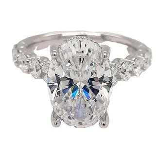 LAB GROWN Diamond (1.20 ctw) oval bridal setting CZ center 14k white gold 6.6 gr