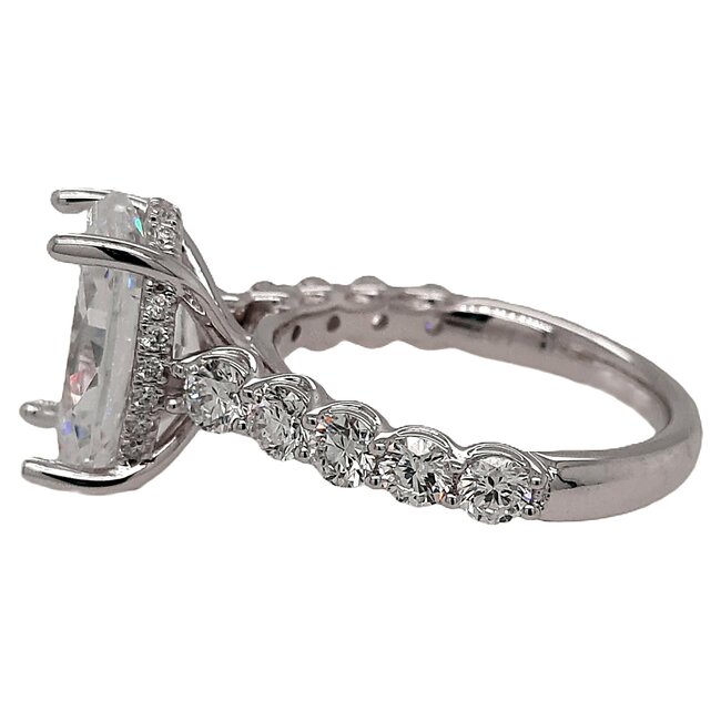 LAB GROWN Diamond (1.20 ctw) oval bridal setting CZ center 14k white gold 6.6 gr